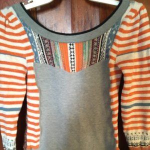 Free People Sweet Gal Color-Block Thermal Shirt
